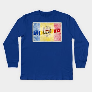 Moldova Vintage style retro souvenir Kids Long Sleeve T-Shirt